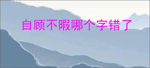 自顾不暇哪个字错了